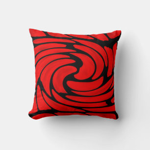 Red Black Swirl Pattern Lumbar en Sierkussennen Kussen