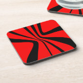 Red Black Swirls Modern Colour Pattern Bier Onderzetter (Linkerzijde)