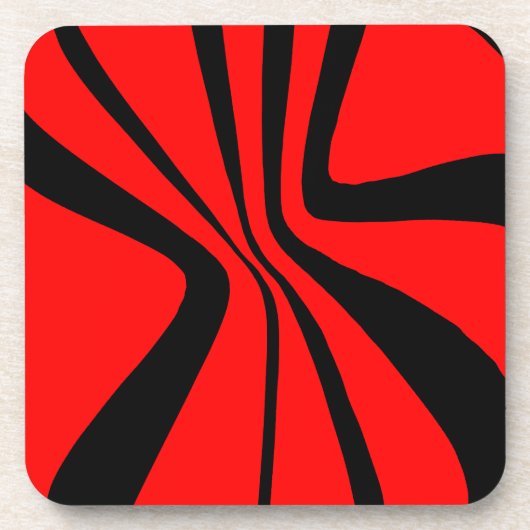 Red Black Swirls Modern Colour Pattern Bier Onderzetter (Voorkant)