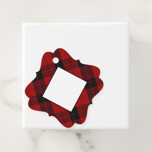 Red Black Tartan Bedankjes Labels (In situ)