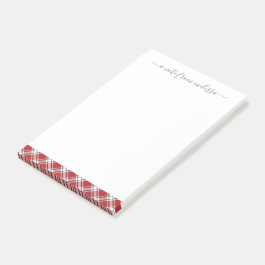 Red Black Tartan Gepersonaliseerd kerstfeest Post-it® Notes (Schuin)