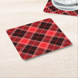 Red Black Tartan Kartonnen Onderzetters