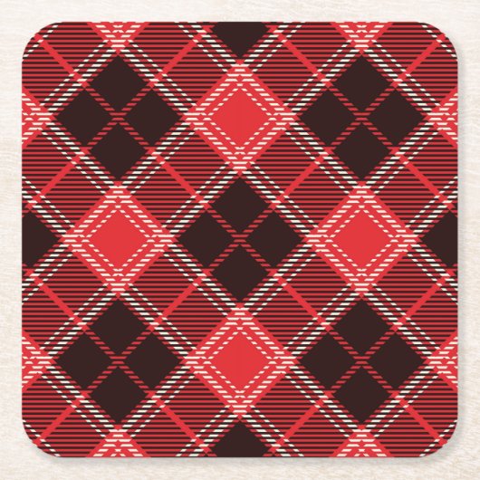 Red Black Tartan Kartonnen Onderzetters (Voorkant)