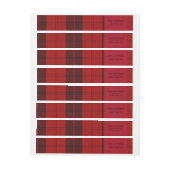 Red Black Tartan - kerstadres Adreslabel Wikkel (Vel)