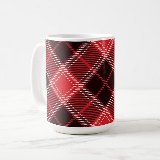 Red Black Tartan Koffiemok (Voorkant links)