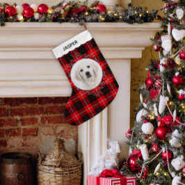 Red Black Tartan Plaid Winter Wreath Pet Dog Photo Kleine Kerstsok