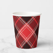 Red Black Tartan print Papieren Bekers (Achterkant)