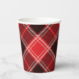 Red Black Tartan print Papieren Bekers