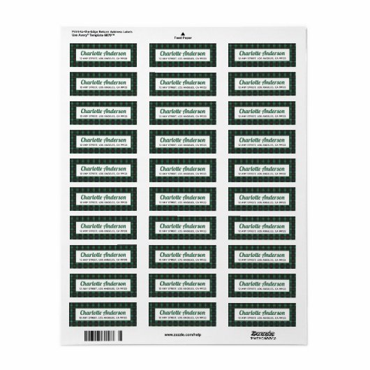 Red Black Tartan Pset Return Address Labels (Full Sheet)