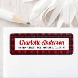 Red Black Tartan Pset Return Address Labels