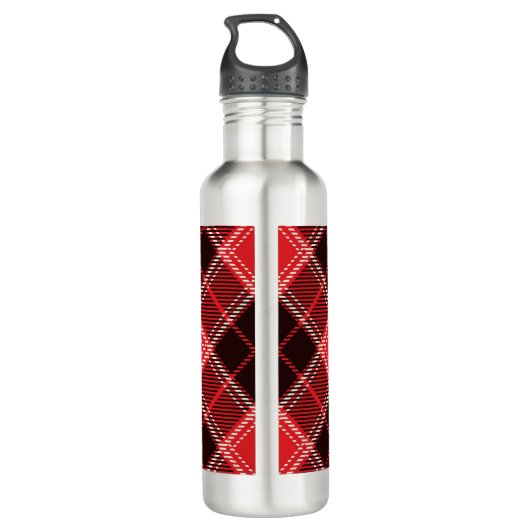 Red Black Tartan Waterfles (Achterkant)