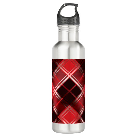 Red Black Tartan Waterfles (Voorkant)