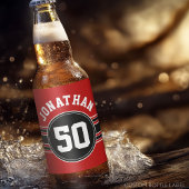 Red Black Team Jersey Fan Gear Bier Etiket