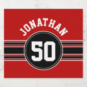 Red Black Team Jersey Fan Gear Bier Etiket (Enkel label)