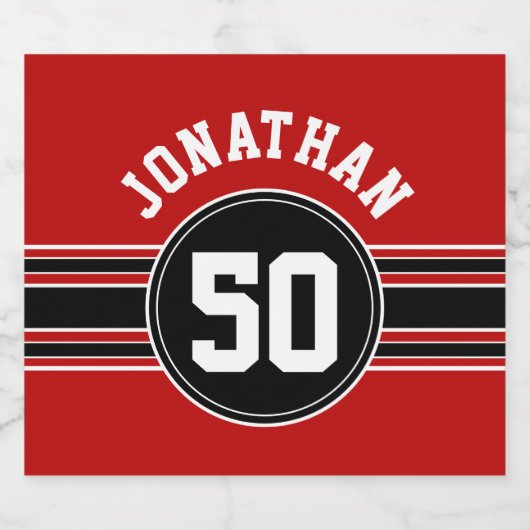 Red Black Team Jersey Fan Gear Bier Etiket (Enkel label)