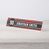 Red Black Team Jersey Fan Gear Bureau Naambordje (Voorkant)