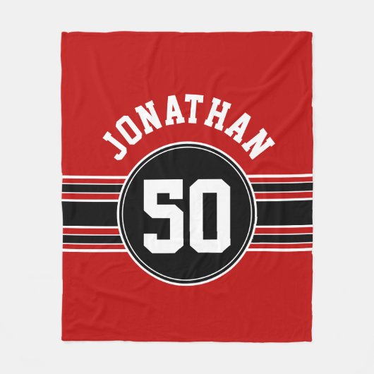 Red Black Team Jersey Fan Gear Fleece Deken (Voorkant)