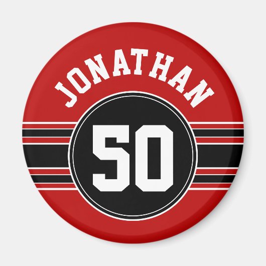 Red Black Team Jersey Fan Gear Magneet (Voorkant)