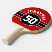 Red Black Team Jersey Fan Gear Tafeltennisbatje (Voorkant Gekanteld)