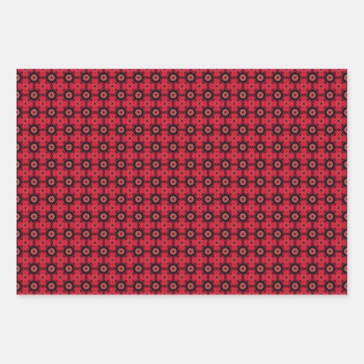 Red & Black Tile Pattern Inpakpapier Vel (Voorkant 3)