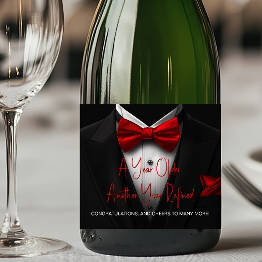 Red Black Tuxedo Champagne Label Sparkling Wijnetiket