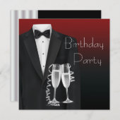 Red Black Tuxedo staat voor verjaardagsfeestjes Kaart (Voorkant / Achterkant)