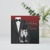 Red Black Tuxedo staat voor verjaardagsfeestjes Kaart (Staand voorkant)