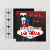 Red Black Tuxedo staat voor verjaardagsfeestjes Kaart (Voorkant / Achterkant)