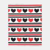 Red Black Valentijnsdag Hearts Stripes Pattern Fleece Deken (Voorkant)