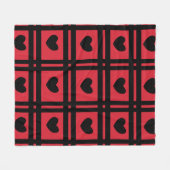 Red Black Valentijnsdag Stripes Hearts Patroon Fleece Deken (Voorkant (Horizontaal))