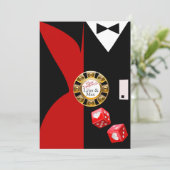 Red Black Vegas New Years Wedding Reception Kaart (Staand voorkant)