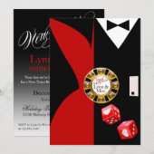 Red Black Vegas New Years Wedding Reception Kaart (Voorkant / Achterkant)
