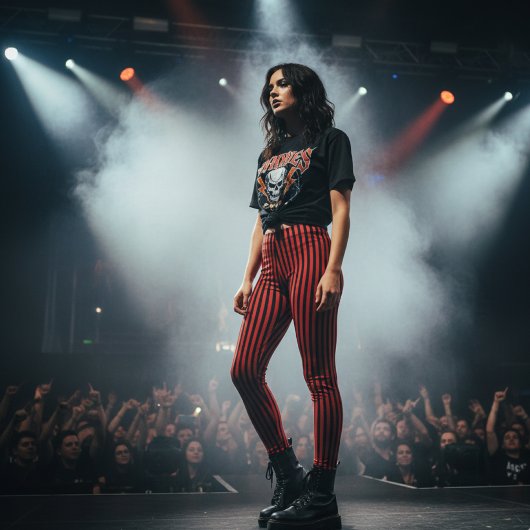 Red & Black Vertical Striped Leggings