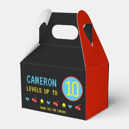Red Black Video Game Arcade Player 10e verjaardag Bedankdoosjes (Achterkant)