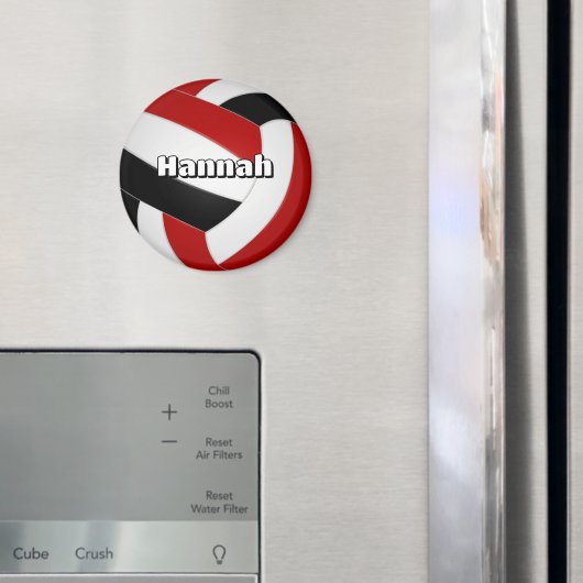 Red Black volleybal Kids verjaardagsfeestje Magneet (Insitu (Koelkast))