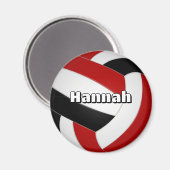 Red Black volleybal Kids verjaardagsfeestje Magneet (Voorkant / Achterkant)