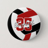 Red Black Volleybal Team Party Cadeaus Ronde Button 5,7 Cm (Voorkant)