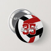 Red Black Volleybal Team Party Cadeaus Ronde Button 5,7 Cm (Voorkant /achterkant)