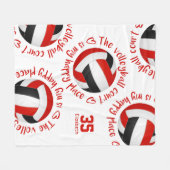 red black volleyball court happy place typography fleece deken (Voorkant (Horizontaal))