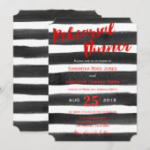 Red Black Waterverf Stripes Rehearsal Dinner Kaart (Voorkant / Achterkant)