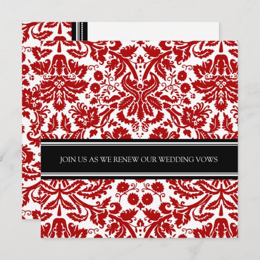 Red Black Wedding Vow Renewal Uitnodiging (Voorkant / Achterkant)