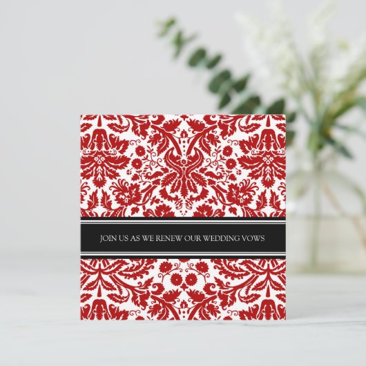 Red Black Wedding Vow Renewal Uitnodiging (Staand voorkant)