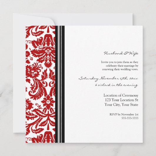 Red Black Wedding Vow Renewal Uitnodiging (Achterkant)