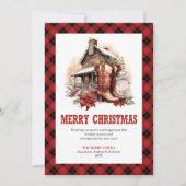 Red black Western card buffalo plaid Christmas Feestdagenkaart (Voorkant)
