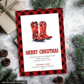 Red Black Western Check Holiday Greeting Card Feestdagenkaart