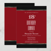 Red Black White 18th Birthday Dinner Party Kaart (Voorkant / Achterkant)