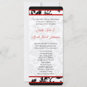 Red Black White 9x4 Damask Unique Wedding Kaart (Voorkant)