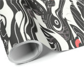 Red Black White Abstract Cadeaupapier (Rol Hoek)