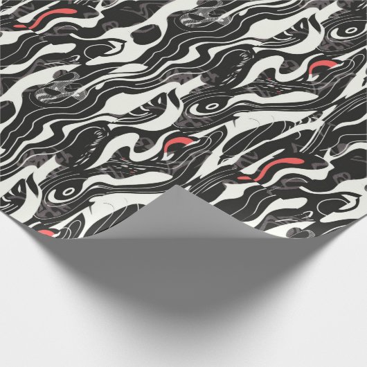 Red Black White Abstract Cadeaupapier (Hoek)