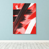 Red Black White Abstract Canvas Afdruk (Insitu (Houten vloer))